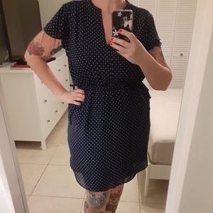 H&M dress navy white polka dots XL 14/16